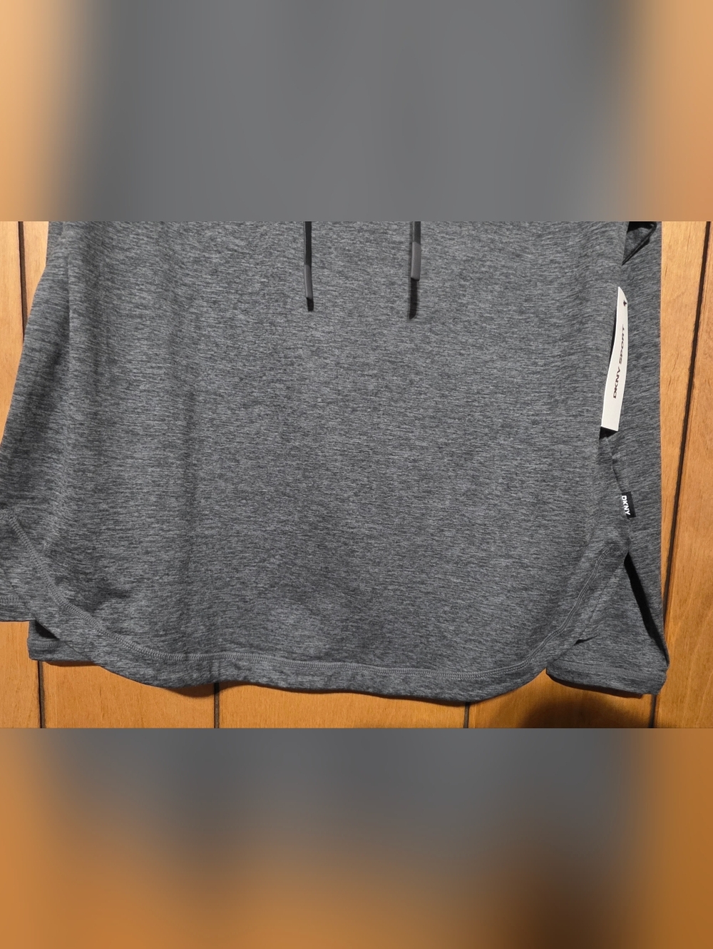 DKNY Sport Women's Heather Gray Hooded Long-Sleeve Shirt- Size SMALL - Picture 5 of 5